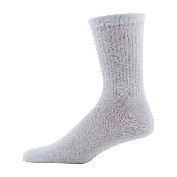New Men's 12 Pair Powersox AllSport Moisture Wicking Crew Socks White Sizes 6-12 - Picture 4 of 5